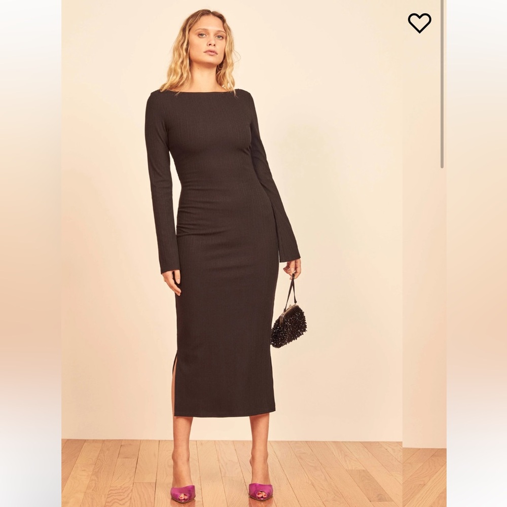Reformation Black midi dress